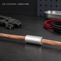 Embout de câble tubulaire en cuivre non isolé étamé avec barillet de sertissage en ligne pour raccordement parallèle de fils électriques