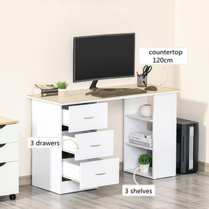 Computer <strong>Desk</strong> with 3 Drawers and 3 <strong>Shelves</strong> Wooden Kids Study <strong>Desk</strong> for Bedroom and Office - Product Image 2