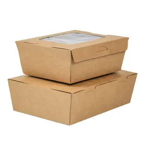 Biodegradable disposable take out salad box food packaging cardboard boxes with window take away food container