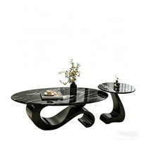 Nouvelle table basse ovale en marbre de forme note de musique italienne, table d'appoint moderne de luxe pour salon, mobilier de maison écologique
