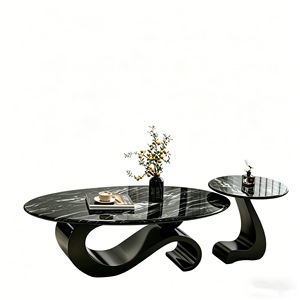 Nuovo Tavolino <span class=keywords><strong>da</strong></span> Caffè Ovale in Marmo a Forma di Nota Musicale, Tavolino Laterale Moderno di Lusso per Soggiorno, Arredamento Casa Ecologico - Product Image 5