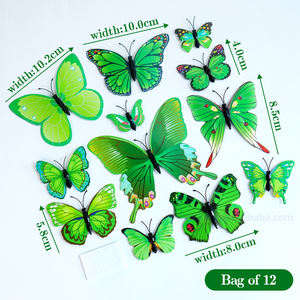 Nuevo Juego de Adornos de Plástico para Pastel, Decoración en Rojo, Azul y Verde, 12 Mariposas - Product Image 3