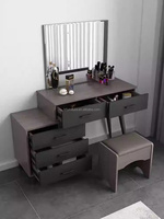 Muebles de Dormitorio Económicos para Hotel, Juego Completo de Madera Sólida con Base de Cama, Mesita de Noche, Armario y Tocador, Espacio Compacto y Moderno