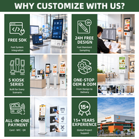 Kiosque libre-service sur pied OEM avec double plateau, imprimante 80 mm et lecteur QR pour restaurant
