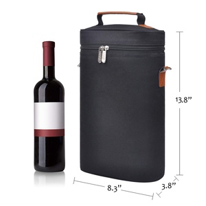 2 Bottle Wine Carrier Bag Tote Insulated Waterproof Picnic BOX Wine Cooler Bag with Straps