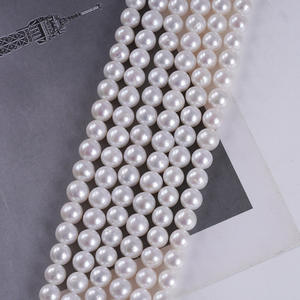 Collier de perles d'eau douce naturelles blanches Zhuji 7-8 mm, perles semi-finies, bracelet DIY, perles blanches en vrac, bijoux en gros - Product Image 3