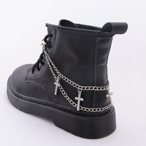 Double Layered Rhinestone Cross Shoe <b>Chain</b> Metal Decor For Martin <b>Boots</b> Casual Fashion Accessory - Product Image 2
