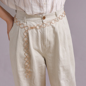 Cadena de Cintura de Una Sola Capa con Anillo Circular Dorado de Aleación de Zinc, Estilo Punk, para Uso Diario, Cadena Corporal de Moda - Product Image 2