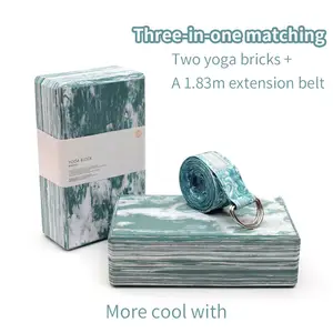 SET High Density EVA Foam Yoga Blocks With Yoga Strap Set To Support