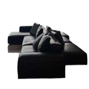 Modular Leather Sofa Square Microfiber <b>Black</b> Alien Design Living Room Furniture - Product Image 4