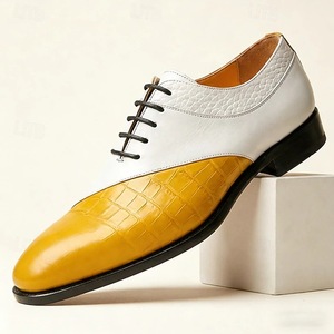 Chaussures habillées en cuir pour hommes, style Oxford, à talon bas, respirantes, avec blocs de couleur, grandes tailles 38 à 47 - Product Image 4