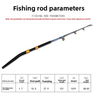 Canne à pêche en fibre de verre pour haute mer, ultra-rigide, <span class=keywords><strong>avec</strong></span> guide-carteau à rouleaux, pour la pêche au thon en bateau - Product Image 4