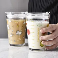 Verres à café en verre d'usine, couleur électro-plaquée, personnalisable, disponibles en verre, tasses à thé avec paille et couvercle, capacité de 440 ml