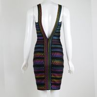 En gros Sexy Solide Motif Dos Nu Arc-en-ciel pour Bandage Mini Robe pour Femmes Naturel Waistclub/Fête D'anniversaire Robe pour L'été