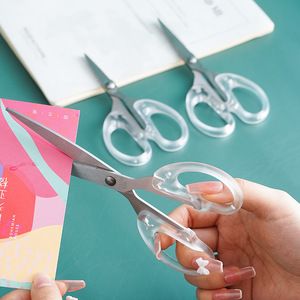 Transparent Stainless Steel Scissors 12cm Straight Blade Office Paper Cutting Multi Functional Portable Small Medium Large Size - Product Image 1