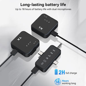 ポータブル3-in-1デュアルマイクワイヤレスラペルマイクタイプCノイズキャンセルラヴァリエマイク防風 - Product Image 2