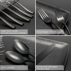 Haute qualité forgé à la main couteau fourchette cuillère noir martelé couverts en acier inoxydable ensemble de couverts pour mariage - Product Image 3