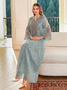 Customizable New Abaya <b>Dress</b> Breathable Cord Embroidered Maxi <b>Dress</b> <b>for</b> Women OEM ODM - Product Image 2