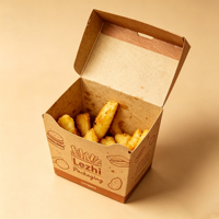 Boîte à frites en papier kraft jetable, boîte à emporter jetable pour la restauration rapide, boîte d'emballage pour nuggets de poulet frit