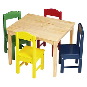 Kids Tafels En Stoel Houten Studie Tafel Set 4 Stoelen Activiteit Tafel Bureau Voor Kinderen