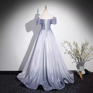 Gradient Evening Gown For Women Empire Waist A-Line Sweetheart Neckline Blue Gray Fairy Dress Reunion Party Formal Wear - Product Image 3