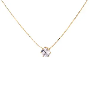 French 18K gold-plated necklace girls hexapod single zircon titanium steel collarbone chain assorted wholesale jewelry women