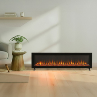 Nouvelle Conception Cheminée Électrique à LED Effet Flamme en Métal, Thermostat Réglable, Télécommande, Chauffage 5000-9999 BTU, Idéale pour Hôtels