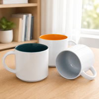 Mug à café en porcelaine empilable moderne 450 ml 15 oz Grande capacité Couleur et logo personnalisés Passe au lave-vaisselle et au micro-ondes