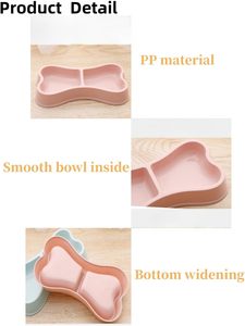 Bone Shaped Waterproof Portable Pet Double Bowl in Macaron & Bright Colors Plastic for Dogs & <b>Cats</b> - Product Image 4