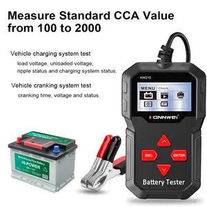 Özelleştirilebilir yüksek doğruluk dijital pil test cihazı KW210 12V otomobil aküsü kapasiteli voltaj CCA analizörü
