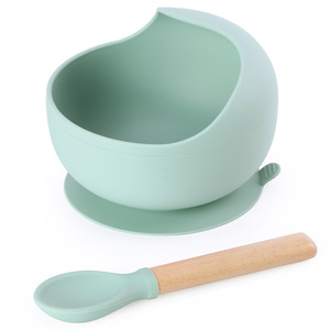 Cuenco de silicona para niños, tipo arco con ventosa para bebés de 0 a 12 meses, vajilla para alimentación, color marrón lodoso, blanco lechoso oscuro - Product Image 4