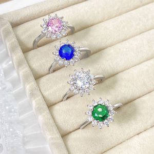 Bagues colorées pour femmes en laiton, tendance, avec zircon, pour fiançailles, mariage, fête, cadeau, plaqué or 18 carats et rhodium - Product Image 2