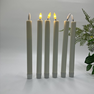 เทียน LED ก้านยาว รูปทรงเรียว ใช้แบตเตอรี่ ทำจากขี้ผึ้งแท้ สำหรับตกแต่งบ้านและงานแต่งงาน - Product Image 4