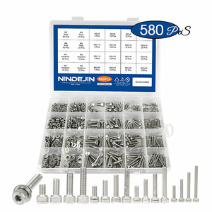 580pcs 304 Stainless Steel M2-M5 Hex Socket Head Cap <b>Bolts</b> Nuts & Washers Assorted Kit Plain Grade A2-70 RoHS Certified - Product Image 1