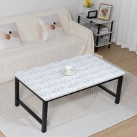 Nappe de table en PVC RNPT, motif géométrique blanc et argenté, rectangulaire, décorative, pour table basse, hôtel, salon