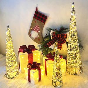 High Quality Three-Piece Luminescent <b>Christmas</b> Tree Tower Eco-Friendly Desktop Decoration <b>Christmas</b> Gift <b>Box</b> Atmosphere Layout - Product Image 1