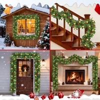 Guirlande de Noël en PE de 2,7 mètres, verte, pour hôtel, centre commercial, bar, porte, décoration de Noël, guirlande décorative pour la maison, extérieur, rotin en plastique