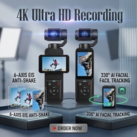 Kamera Aksi Saku 4K 80MP Kamera Gimbal Genggam Stabilisasi EIS Pelacakan AI Webcam WiFi Kamera Vlog