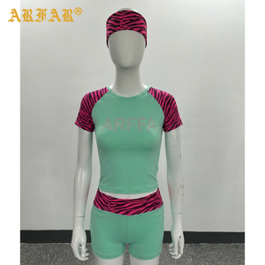 Set Estivo Y2k Personalizzato con Stampa Zebrata, T-shirt Color Block e Pantaloncini con Risvolto, Completo 2 Pezzi per Donna - Product Image 2