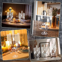 Porte-bougie en cristal transparent à 8 bras avec fleurs pour les centres de table de mariage et de fête