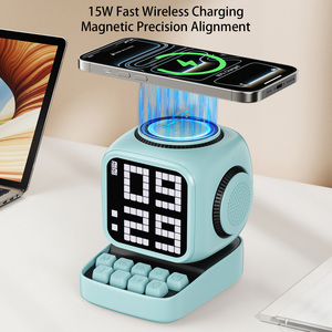JJT-18 Small Cube Smart for Audio Magnetic Fast Wireless Charger RGB <b>LED</b> Plastic Alarm <b>Clock</b> White Noise Retro Speaker RGB <b>LED</b> L - Product Image 3