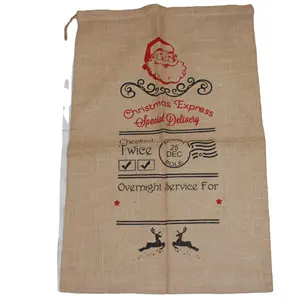 santa sack made from pure burlap hessian jute by indian factory Prasan India