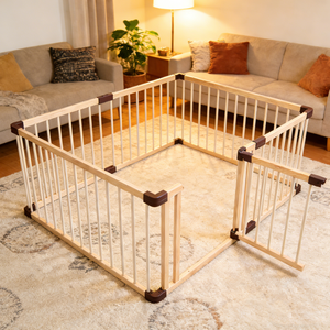 Grand parc <span class=keywords><strong>de</strong></span> jeu en bois pour bébé, barrière réglable, clôture <span class=keywords><strong>de</strong></span> sécurité robuste, aire <span class=keywords><strong>de</strong></span> jeux avec porte pour tout-petits et bébés - Product Image 1