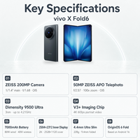 vivo X Fold6 20206 Nouveau téléphone portable pliable 5G original avec caméras arrière 200MP + 50MP, écran pliable Android, téléphone VIVO X Fold6