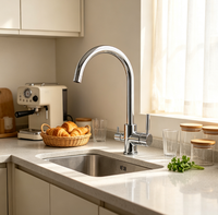 Robinet de cuisine 3 en 1 en acier inoxydable au design moderne, robinet mélangeur à trois voies pour eau potable