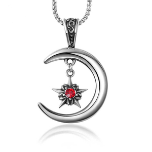 2021 acciaio inossidabile mezzaluna luna stella collana donna spirituale islamico musulmano fase lunare ciondolo gioielli religiosi turchi - Product Image 2