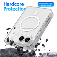 Casing HP iPhone Duo Transparan Magnetik TPU+PC dengan Perlindungan 360 Derajat