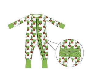 Tutina per Neonati in Bambù con Volant Personalizzata - Vendita all'Ingrosso - Basso MOQ Consegna Rapida - Pigiamino in Bambù OEM per Neonati - Product Image 3