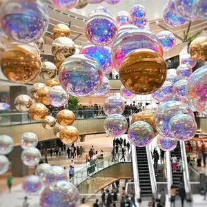 PVC Mirror Ball Reflective Ball Shopping Malls Customization Hanging Reflect Light Inflatable Stage Balloon Party Decoration