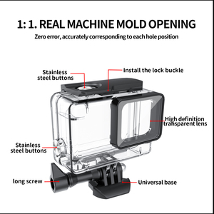 Thích hợp cho <span class=keywords><strong>GoPro</strong></span> 5/6/7 chống thấm nước trường hợp hành động máy ảnh <span class=keywords><strong>GoPro</strong></span> 5/6/7 màu đen không thấm nước trường hợp bảo vệ trường hợp - Product Image 3